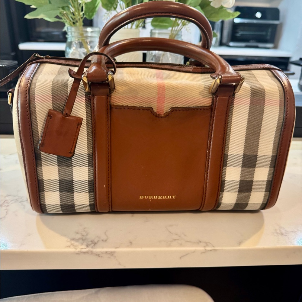 Burberry Classic Check Canvas Bag in Brown and Cream